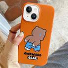 For iPhone 14 Plus Awkward Bear PC Hybrid TPU Phone Case(Orange) - 1