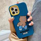 For iPhone 14 Pro Awkward Bear PC Hybrid TPU Phone Case(Royal Blue) - 2