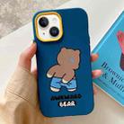 For iPhone 13 mini Awkward Bear PC Hybrid TPU Phone Case(Royal Blue) - 1
