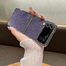 For Samsung Galaxy Z Flip4 PC Side Buckle+Ripples Glitter Paper Full Coverage Phone Case(Purple) - 2