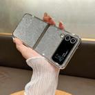 For Samsung Galaxy Z Flip4 PC Side Buckle+Ripples Glitter Paper Full Coverage Phone Case(Silver) - 2