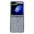 For Samsung Galaxy Z Flip5 PC Side Buckle+Ripples Glitter Paper Full Coverage Phone Case(Silver) - 1