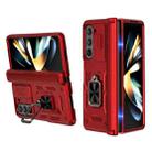 For Samsung Galaxy Z Fold6 5G Sliding Window Hinge Phone Case with Ring Stand(Red) - 1