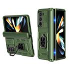 For Samsung Galaxy Z Fold6 5G Sliding Window Hinge Phone Case with Ring Stand(Green) - 1