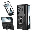For Samsung Galaxy Z Fold7 5G Sliding Window Hinge Phone Case with Ring Stand(Black) - 1
