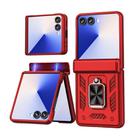 For Samsung Galaxy Z Flip7 5G Sliding Window Hinge Phone Case with Ring Stand(Red) - 1