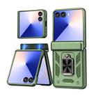 For Samsung Galaxy Z Flip7 5G Sliding Window Hinge Phone Case with Ring Stand(Green) - 1