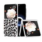 For Honor Magic V Flip Three Parts Frosted Transparent Frame Leopard Pattern Phone Case(Silver Leopard) - 1