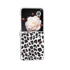 For Honor Magic V Flip Three Parts Frosted Transparent Frame Leopard Pattern Phone Case(Silver Leopard) - 3