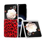 For Honor Magic V Flip Three Parts Frosted Transparent Frame Leopard Pattern Phone Case(Red Leopard) - 1