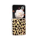 For Honor Magic V Flip Three Parts Frosted Transparent Frame Leopard Pattern Phone Case(Gold Leopard) - 3