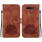 For LG K41S /  K51S Lotus Embossed Leather Phone Case(Brown) - 1