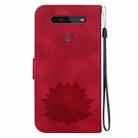 For LG K41S /  K51S Lotus Embossed Leather Phone Case(Red) - 3