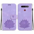 For LG K41S /  K51S Lotus Embossed Leather Phone Case(Purple) - 1