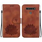 For LG K61 Lotus Embossed Leather Phone Case(Brown) - 1