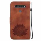 For LG K61 Lotus Embossed Leather Phone Case(Brown) - 3