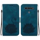 For LG K61 Lotus Embossed Leather Phone Case(Dark Blue) - 1