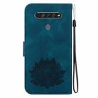 For LG K61 Lotus Embossed Leather Phone Case(Dark Blue) - 3