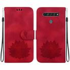 For LG K61 Lotus Embossed Leather Phone Case(Red) - 1