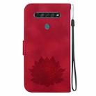 For LG K61 Lotus Embossed Leather Phone Case(Red) - 3