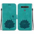 For LG K61 Lotus Embossed Leather Phone Case(Green) - 1