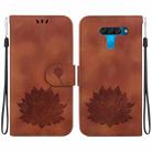 For LG K50 / Q60 Lotus Embossed Leather Phone Case(Brown) - 1