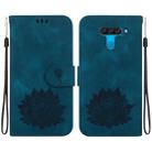 For LG K50 / Q60 Lotus Embossed Leather Phone Case(Dark Blue) - 1