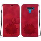 For LG K50 / Q60 Lotus Embossed Leather Phone Case(Red) - 1