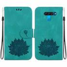 For LG K50 / Q60 Lotus Embossed Leather Phone Case(Green) - 1