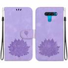 For LG K50 / Q60 Lotus Embossed Leather Phone Case(Purple) - 1