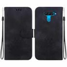 For LG K50 / Q60 Lotus Embossed Leather Phone Case(Black) - 1