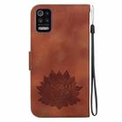 For LG K52 / K62 / Q52 Lotus Embossed Leather Phone Case(Brown) - 3