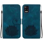 For LG K52 / K62 / Q52 Lotus Embossed Leather Phone Case(Dark Blue) - 1