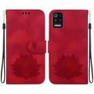 For LG K52 / K62 / Q52 Lotus Embossed Leather Phone Case(Red) - 1