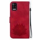 For LG K52 / K62 / Q52 Lotus Embossed Leather Phone Case(Red) - 3