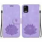 For LG K52 / K62 / Q52 Lotus Embossed Leather Phone Case(Purple) - 1