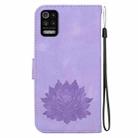 For LG K52 / K62 / Q52 Lotus Embossed Leather Phone Case(Purple) - 3