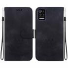 For LG K52 / K62 / Q52 Lotus Embossed Leather Phone Case(Black) - 1