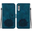 For LG Velvet / Velvet 5G / G9 Lotus Embossed Leather Phone Case(Dark Blue) - 1