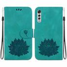 For LG Velvet / Velvet 5G / G9 Lotus Embossed Leather Phone Case(Green) - 1