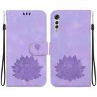 For LG Velvet / Velvet 5G / G9 Lotus Embossed Leather Phone Case(Purple) - 1