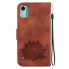 For Nokia C12 Lotus Embossed Leather Phone Case(Brown) - 3
