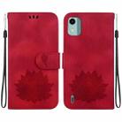 For Nokia C12 Lotus Embossed Leather Phone Case(Red) - 1