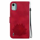 For Nokia C12 Lotus Embossed Leather Phone Case(Red) - 3