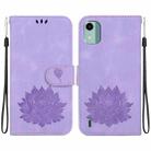 For Nokia C12 Lotus Embossed Leather Phone Case(Purple) - 1