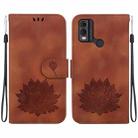 For Nokia C22 Lotus Embossed Leather Phone Case(Brown) - 1