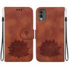 For Nokia C32 Lotus Embossed Leather Phone Case(Brown) - 1