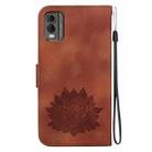 For Nokia C32 Lotus Embossed Leather Phone Case(Brown) - 3