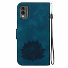 For Nokia C32 Lotus Embossed Leather Phone Case(Dark Blue) - 3