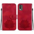 For Nokia C32 Lotus Embossed Leather Phone Case(Red) - 1